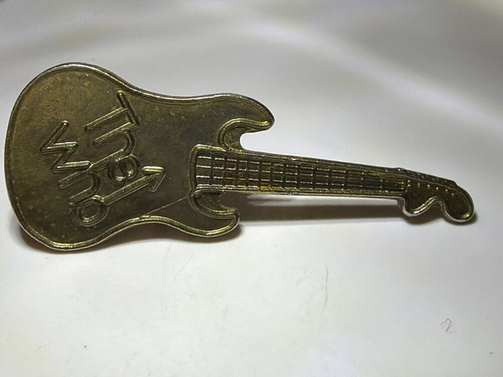 Vintage The Who Guitar Lapel Pin Gold Tone English Rock Band Music